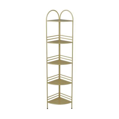 China Sustainable Nordic Bathroom Shelf Storage Golden Shelves Wall Corner Multi-Tiered Shelf for sale