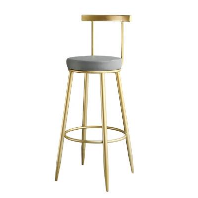 China Nordic modern home hotel umpire chair kitchen metal bar high chiar pink velvet bar stool luxury waiting umpire chair counter style environmental material for sale