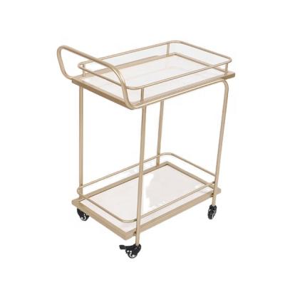 China Modern Kitchen Trolley Cart With Universal Wheel Nordic Modern Luxury Living Room Dining Furniture Champagne Trolley Trolley Metal Frame for sale