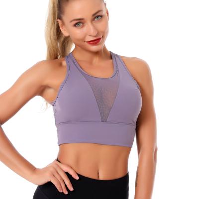 China Comfortable Breathable Polyester Breathable Plus Size Yoga Tops Bra Cross Band Sports Bra With Incorporated for sale