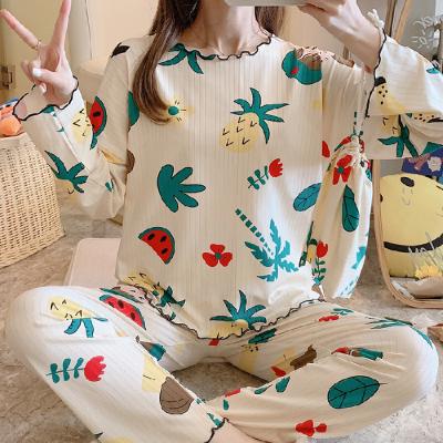 China Hot Selling QUICK DRY Pajamas Southeast Asian Long Sleeve Pajamas Set With Bag Milk Silk Cartoon Lovely Pijama for sale