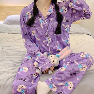 China Plus Size Women's Breathable Sleepwear Cartoon Stellalou Pajamas Print Long Sleeve Pajamas for sale