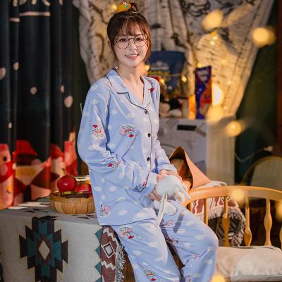 China QUICK DRY Women's Pajamas Long Sleeve Pajamas Autumn Warm Cartoon Sleepwear Satin Pijama Sedums for sale