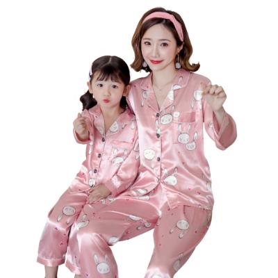 China Family Pink Rabbit Pattern Pajamas Set QUICK DRY Cartoon Kids Children Girls Women Matching Pajamas for sale