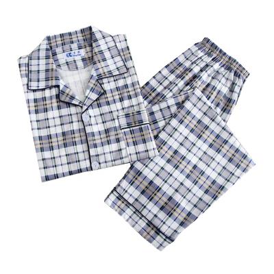 China Winter Good Quality Cotton Plaid Bear Knitted QUICK DRY Pajamas Mens Long Sleeve Pajamas Sets Long for sale