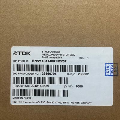 China TDK / EPCOS B72214S1140K152V57 Leaded Disk Varistors 14VAC 10% 14mm AEC-Q200 for sale