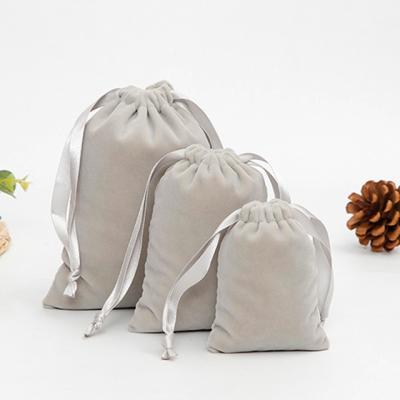 China Gray Suede Velvet Jewelry Pouch Recyclable Bag Jewelry Packaging Pouch for sale