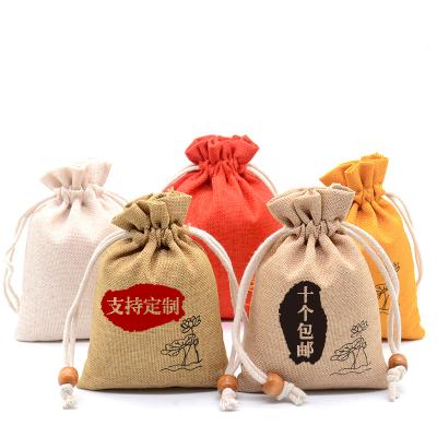 China Customized Recyclable Colorful Burlap Party Sack Drawstring Gift Bag Small Jute Wedding Sack for sale