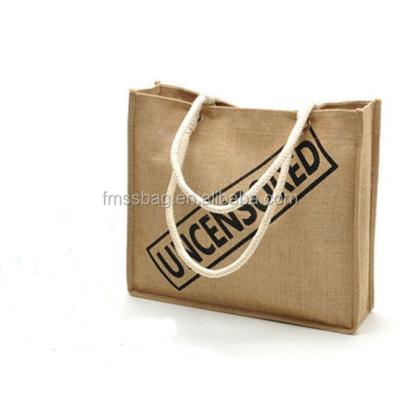 China Eco-friendly Recycled Natural Cheap Recycled Burlap Tote Bag /Jute Burlap Basic Shopping Handbag for sale