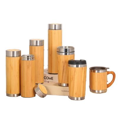 China 300ml-650ml Sustainable Bamboo Tumbler Mug Double Wall Vacuum Insulated Coffee Travel Mug for sale