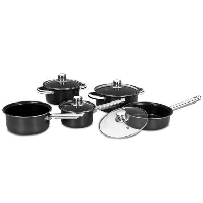 China Minimalist panelas jogo kitchen cooking pots and pans carbon steel non-stick cookware sets for sale