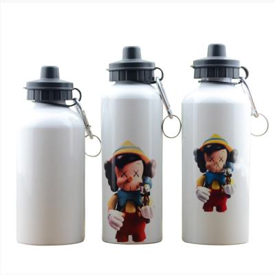 China Sustainable Custom Sublimation Bottle Aluminum Sports Water Bottle With Double Lid And PP Carabiner for sale