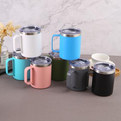 China Office custom cup double color wall vacuum insulation stainless steel stocked coffee mug with lid for sale