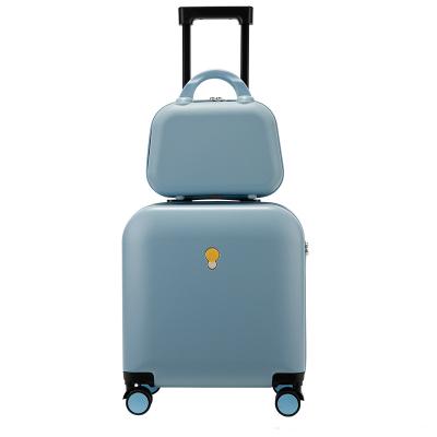 China Lightweight 18inch ABS Travel Suitcase Hardshell Hardside Spinner Luggage For Kid Adults Custom Logo Printed for sale