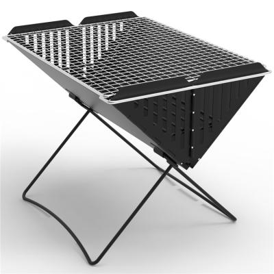 China Easy Assembled Easy Setup Ultralight Folding Grill Outdoor Folding X Shape Portable Charcoal Table Charcoal BBQ Steel Folding Grill for sale