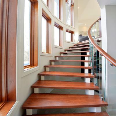 China Easy Clean High Quality Glass Stairs Temporary Stairs Railings Wooden Staircase Design for sale