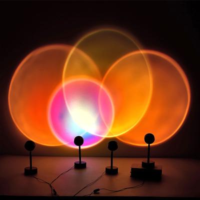 China Rainbow RGB 2021 Adjustable Usb Led Sunset Rainbow Projection Lights Atmosphere Aluminum Projector 4 in 1 Sunset Light Lamp for sale