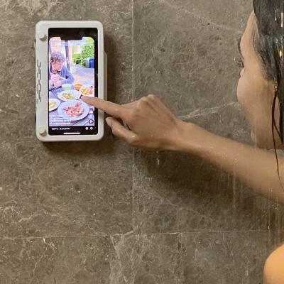 China Best Selling Waterproof Clear Wall Mount Shower Phone Holder Bathroom Cover Device Touch Screen Mobile Phone Shower Holder for sale