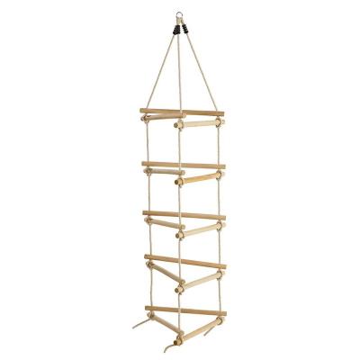 China Outdoor Play Wooden Rope Ladder For Kids Swing Sets And Climbing Frames for sale