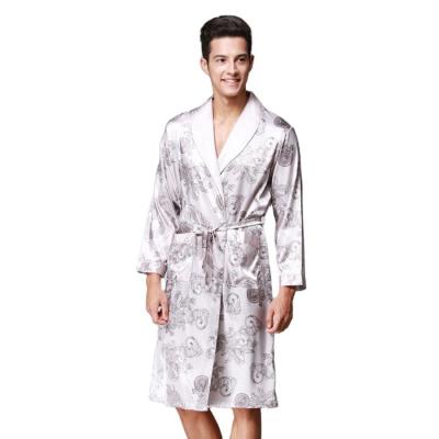 China Autumn and summer hot sale QUICK DRY men's ice silk pajamas spring long sleeved pajamas printed long pajamas for sale