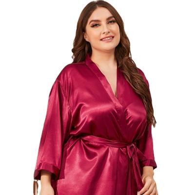 China 2021 Thermal Amazon morning dress plus size pajamas women big millimeter 200 kilogram nightgown summer ice silk pajamas for sale