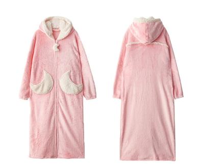 China Women's winter high-end thermal thickening can be worn outside pajamas couples flannel bathrobe pajamas for sale