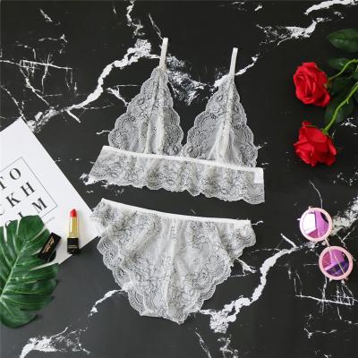 China Latest Product Sexy Mesh Embroidery Lace Transparent Suit Underwear Women's Sexy Lingerie for sale