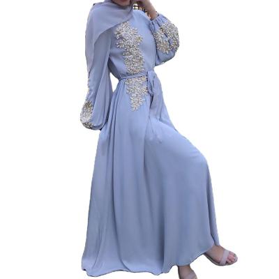 China China factory sale breathable lace beaded loose arabic ladies robe long skirt muslim dress for sale