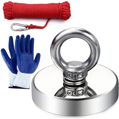 China N38 Max 2000lbs Pull Force Recovery Detector Treasure Hunting Neodymium Fishing Magnet With Rope for sale