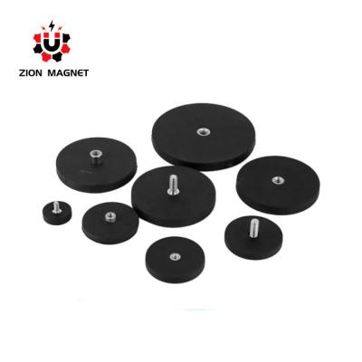 China Industrial Magnet Pot Shape Ndfeb Magnet with Rubber Coating and External Thread for sale