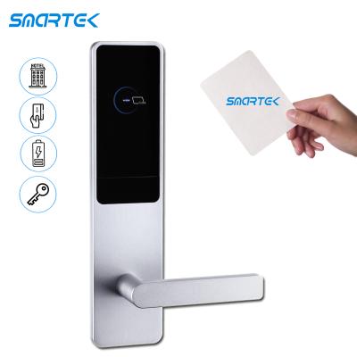 China E901R Solid Aluminum Smart Electronic Keyless Smart Aluminum Door Lock Entry Room Door Handle Card Reader Rfid Hotel Gate for sale