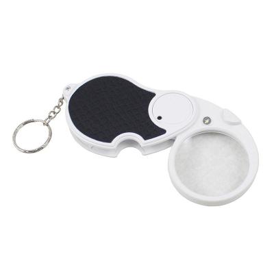 China Wholesale Portable Folding Plastic 5X LED Light Up Reading Magnifier With Key Chain For Elderly for sale