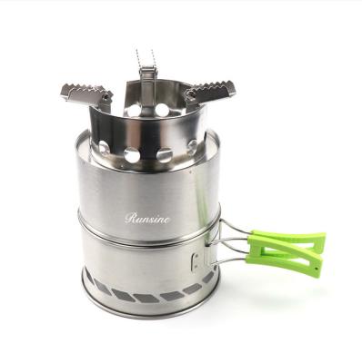 China Mini Durable Stainless Steel Camping Stove, Portable Efficient Wooden Folding Stove Stainless Steel Backpacking Stove for Outdoor Camp Survival for sale