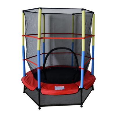 China Eco-friendly Funjump Kids Playground 55inch Indoor Round Mini Trampoline With Net for sale