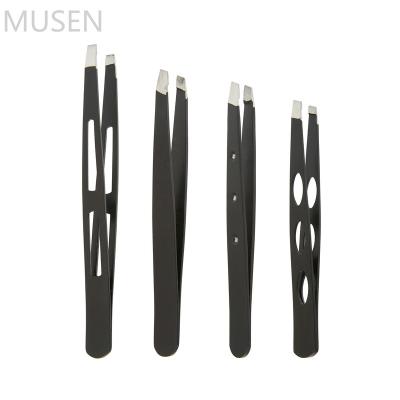 China Special high quality black tweezers stainless steel eyebrow eyelash tweezers for sale