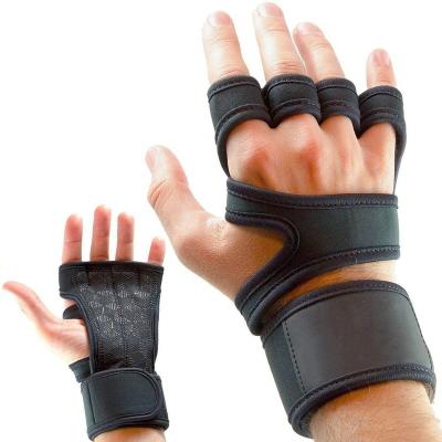 China Non Slip Adjustable Silicone Pads Cross Training Gym Workout Gloves for sale