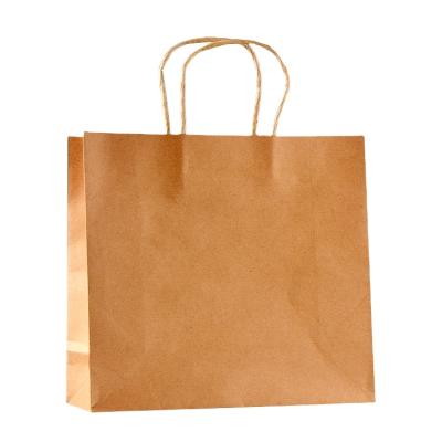 China Recyclable Wholesale Custom Brown Kraft Paper Resealable Logo Printed Shopping Kraft Paper Bag With Handles for sale