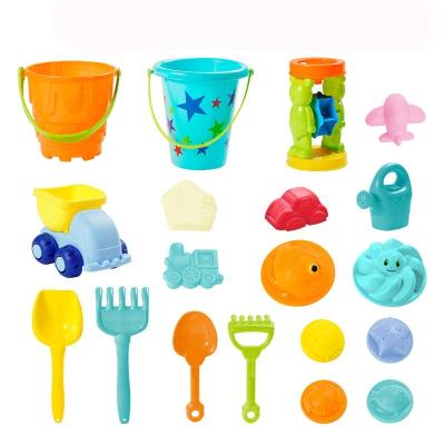 China Kids Fun Toys New Summer Beach Playing Toy Accessories 19pcs Sand Shovel Beach Bucket Hourglass Tool Beach Toy Set Children Outdoor DIY for sale