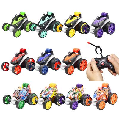 China Candy Color Wholesale Plastic Color Stunt Mini Toy Remote Control Double Sided 360 Rotating RC Cars Stunt Car Model Toy for sale