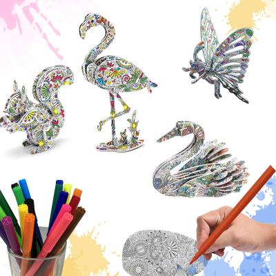 China Use Your Brain 3D Painting Puzzle Toys DIY Graffiti Coloring Educational Toys Model Ornament For Boys Girls for sale