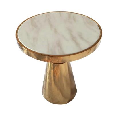 China Gold round marble table top center coffee table convertible luxury living room furniture for sale