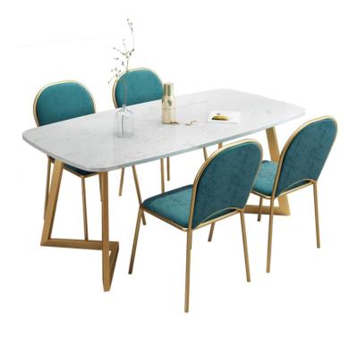 China BSCI-factory popular design marble top convertible with gold leg dining table for sale