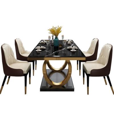 China Luxury High Quality Modern Style Dining Furniture Mable Top Dining Table Set for sale