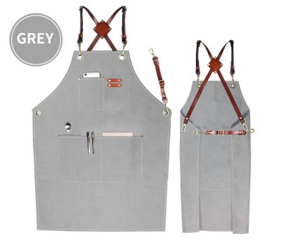 China Drink/Camel's Green/Food Army/Black Gray Leather Bar Barista Work Denim Aprons Waterproof Canvas Apron for sale