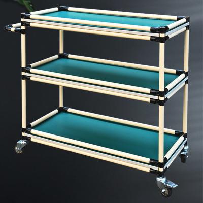 China Customized Easy Assemble 3 Tier Warehouse Stainless Steel / Lean Pipe Shelving Workshop Picking Cart Service Storage Rolling Carts for sale