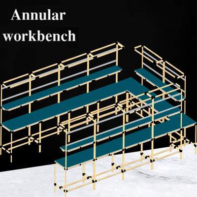 China Customized professional customization lean pipe assembly working table ESD workshop workbench and workbench U-shaped assembly line for sale