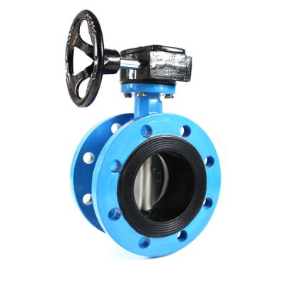 China PN10 PN16 DI Body DI Nickel Plate Disc SS410 General Shaft NBR Seat Double Flanged Butterfly Valve for sale