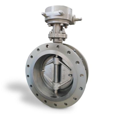 China General DN350 DN400 WCB 3 Three Joint Hard Eccentric Stainless Steel 316 PN10 PN16 PN25 Gas Oil Water Air Water Manual Butterfly Valve for sale