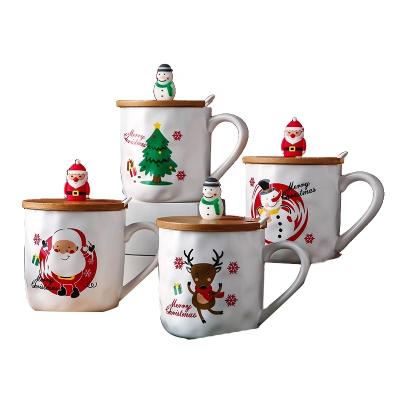 China Sustainable Creative Ceramic Cup Christmas Cartoon Muge for sale