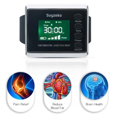 China Diabet and Rhinitis Diabetes Treatment Machine Red Blue Wrist Low Level Laser Therapy Watch for sale